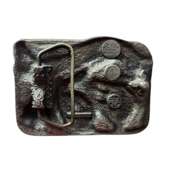 Bergamot Brass Works Country 3D Enameled Music Belt Buckle Vintage 1984 - Picture 2 of 3